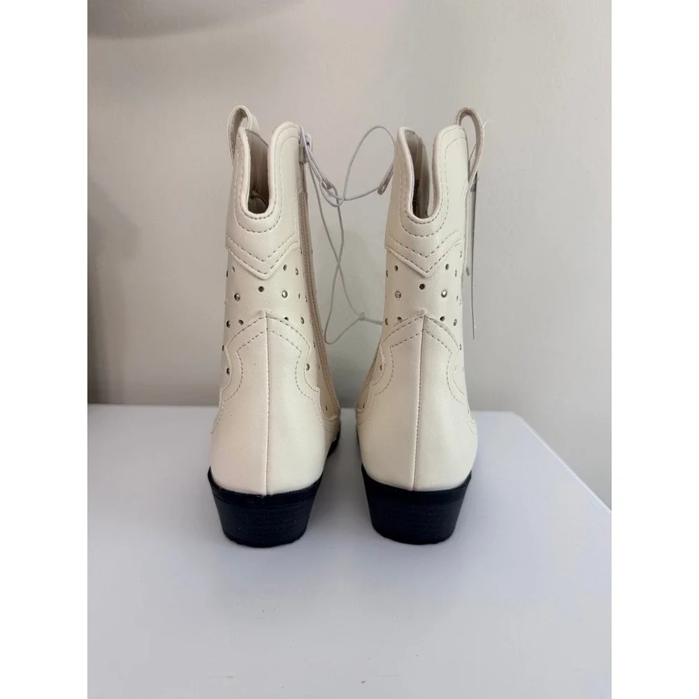 Art Class Jovi‎ Cowboy Boots Kids 13 White Studded Western NWT